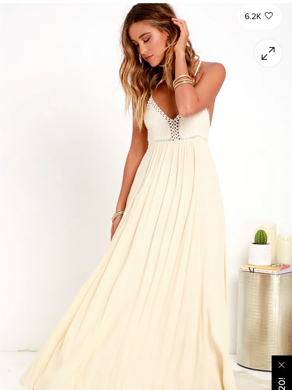 Lulu's Cream Crochet Bodice Maxi Dress